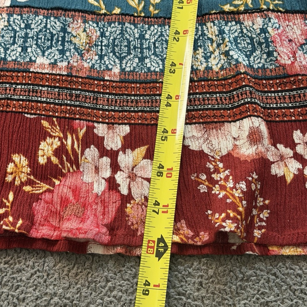 Knox Rose Teal Floral Midi Maxi Dress Sleeveless Boho Cottage Peasant Women's XL - Picture 11 of 12
